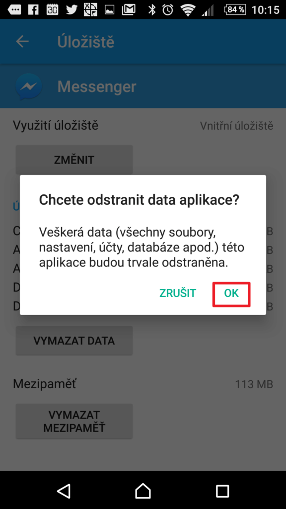 Ano, chcete odstranit data