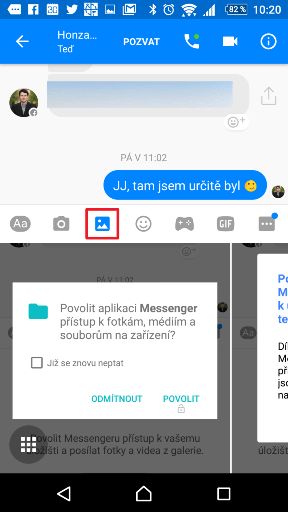 Posílání obrázků bez hlášení