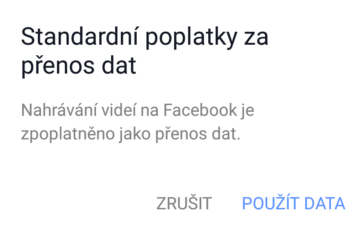 Hlášení Standardní poplatky za přenos dat