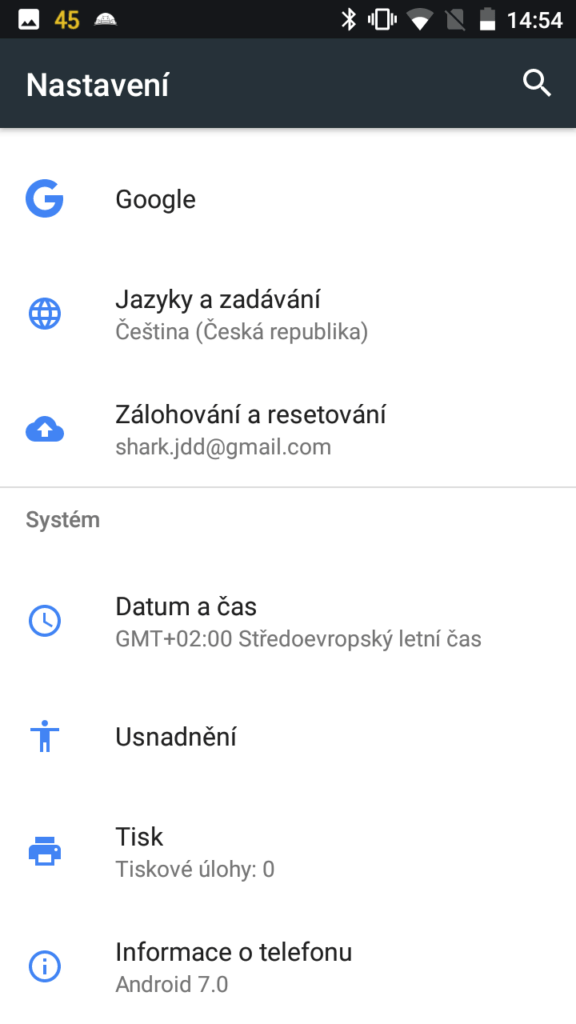 Nokia 3 system nastaveni