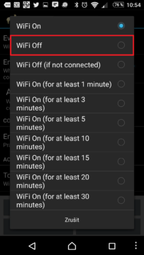 Automaticky zapnout Wi-Fi