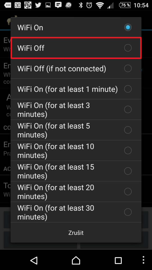 Jak vypnout automatické zapínání Wi-Fi?