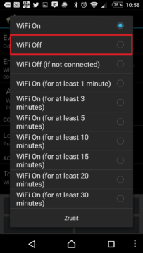 ...automaticky vypnout Wi-Fi