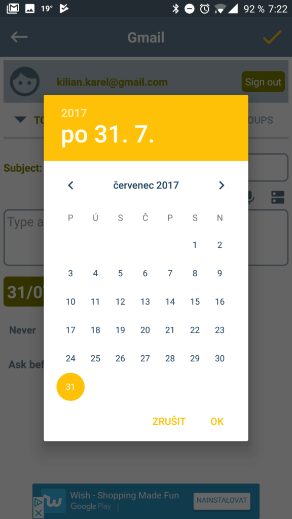 Nastavení data