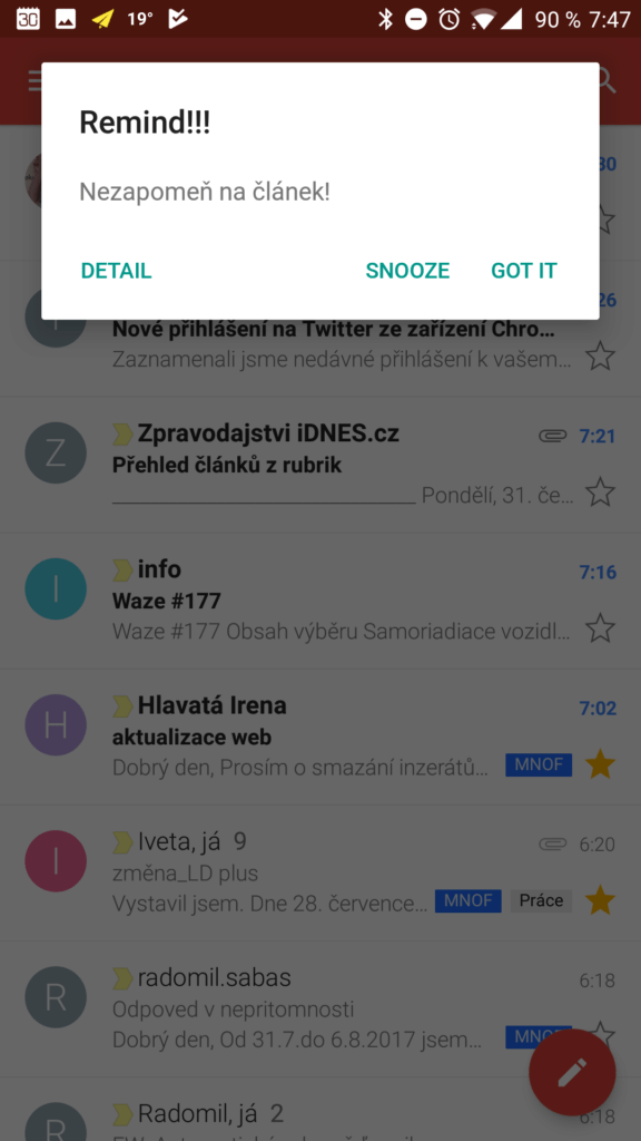 Zobrazená připomínka