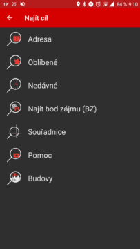 Možnosti zadání cíle