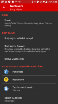 Nastavení bodů zájmu