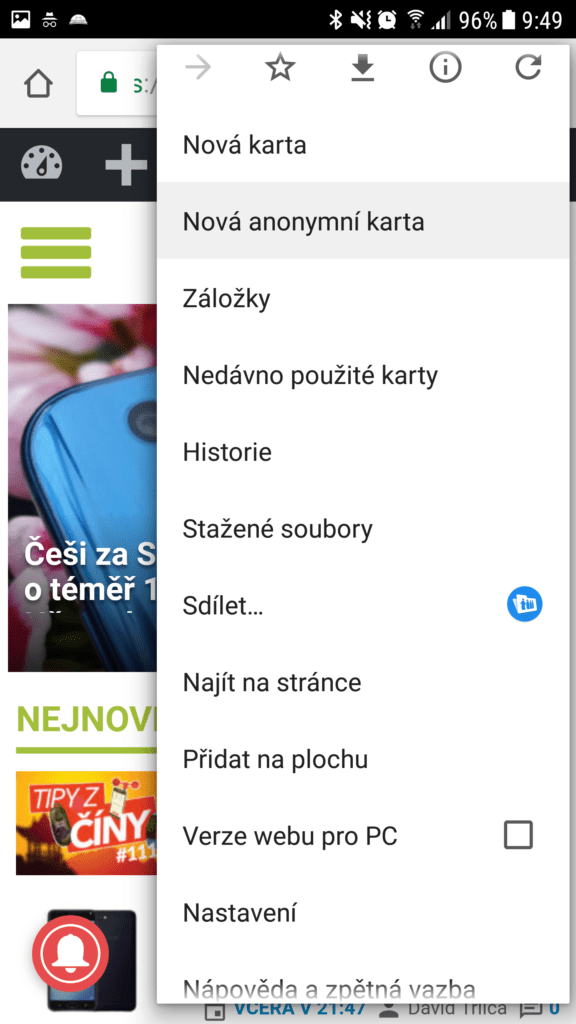 Anonymni surfovani anonymni rezim 1
