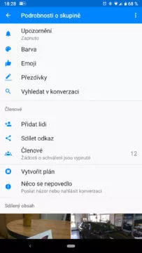 facebook messenger skryte funkce konverzace