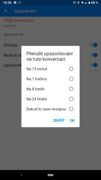 facebook messenger skryte funkce přerušit konverzaci