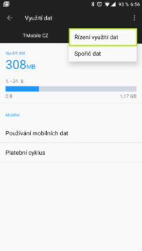 Řízení využití dat v OxygenOS na OnePlus 5