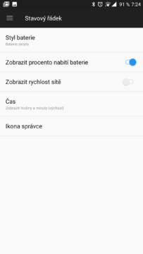 Nastavení zobrazení stavu baterie OxygenOS