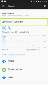 Optimalizace výdrže baterie OxygenOS