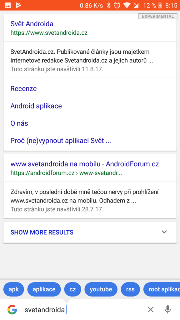 Google vyhledavani Lite