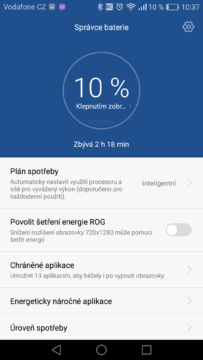 Honor 8 – system, spravce napajeni 1