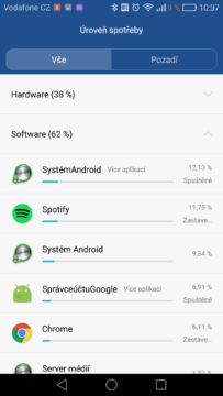 Honor 8 – system, spravce napajeni 4