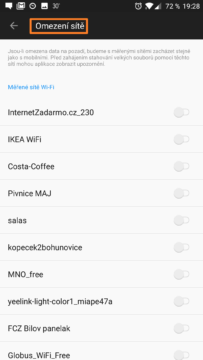 Omezené Wi-Fi sítě