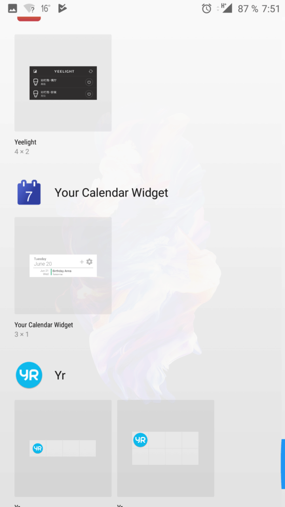 Výběr widgetu