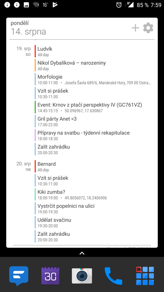 Widget na celou obrazovku