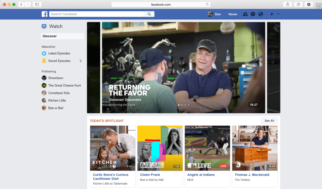 facebook watch videa na webu