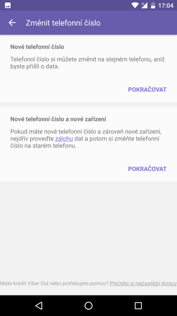 aplikace viber vymena cisla