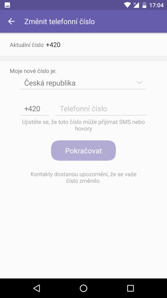 aplikace viber vymena cisla