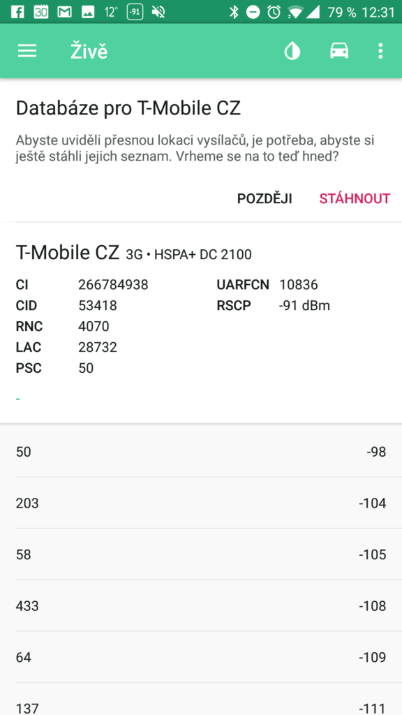 NetMonster - stažení databáze BTS