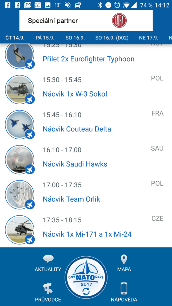 Plánované nácviky v rámci akce§