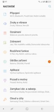 Samsung Galaxy Note 8 nastavení