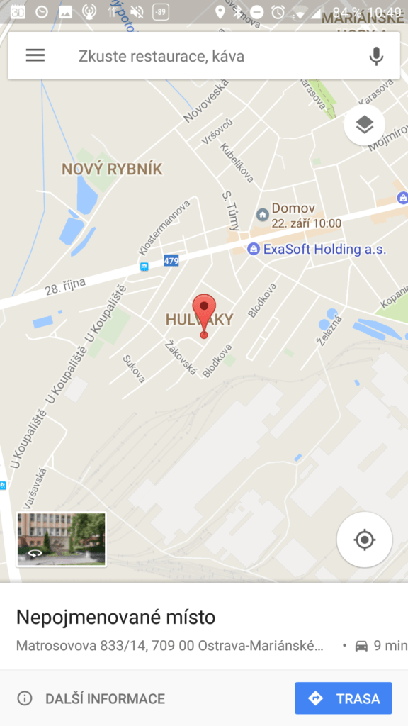 Zobrazení polohy buňky v mapě