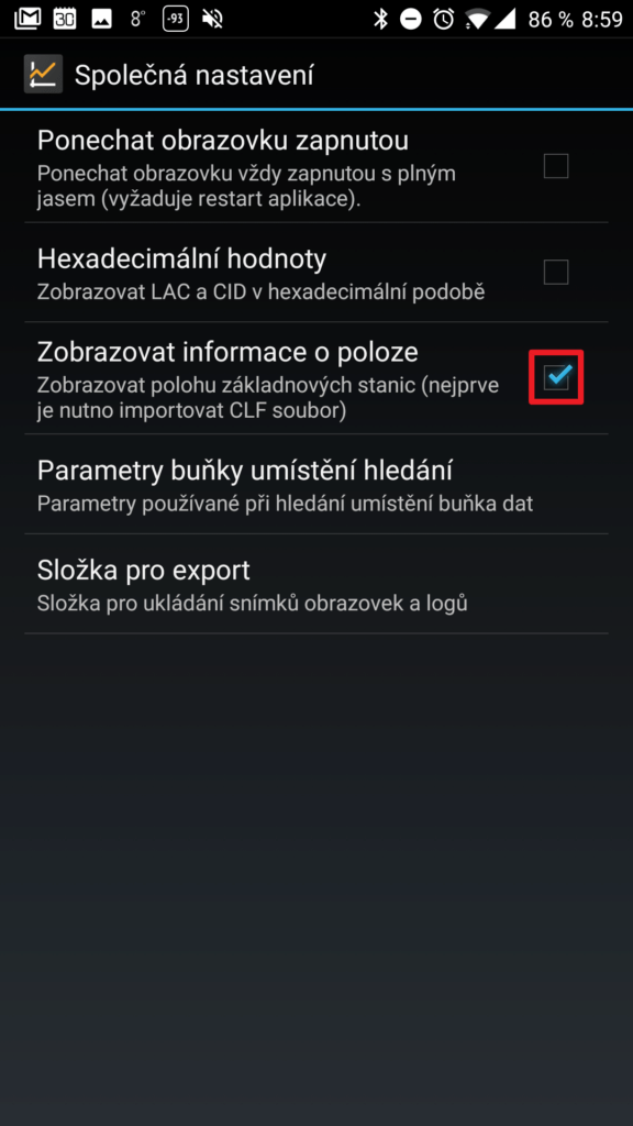 Zobrazovat informace o poloze