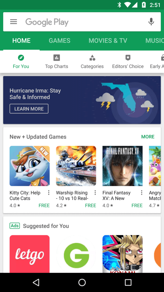 google play obchod novy panel