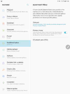 spen nastaveni galaxy tab s3