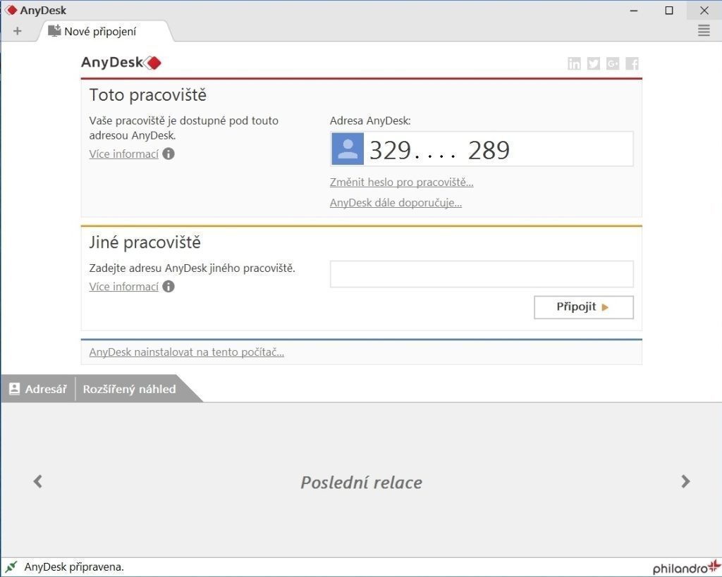 vzdalena plocha anydesk rozhrani