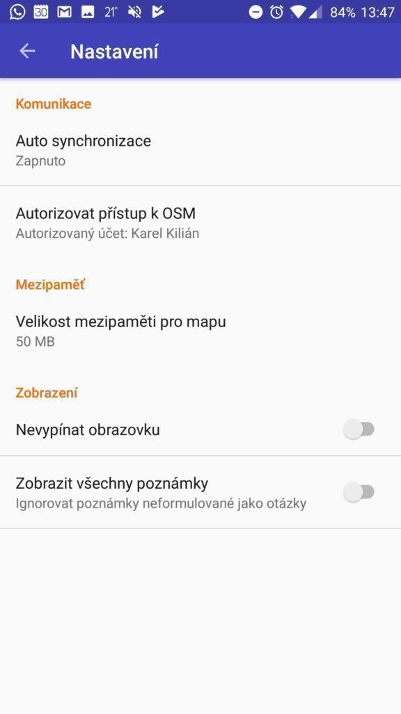 Možnosti nastavení aplikace
