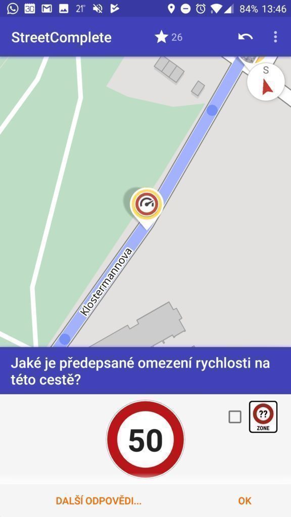 Nastavení povolené rychlosti