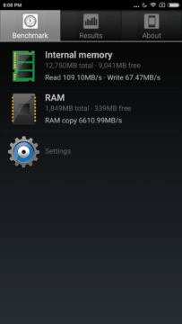 Pamet telefonu-rychlost-Xiaomi Mi3