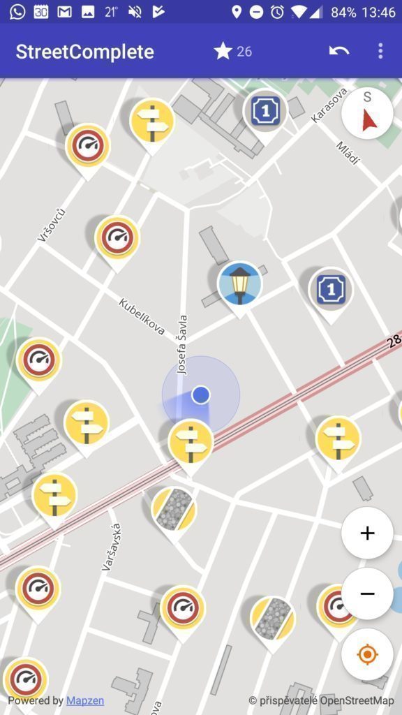 StreetComplete: zobrazení úkolů