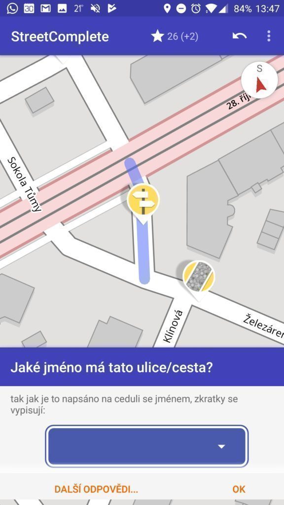 Zadání názvu ulice