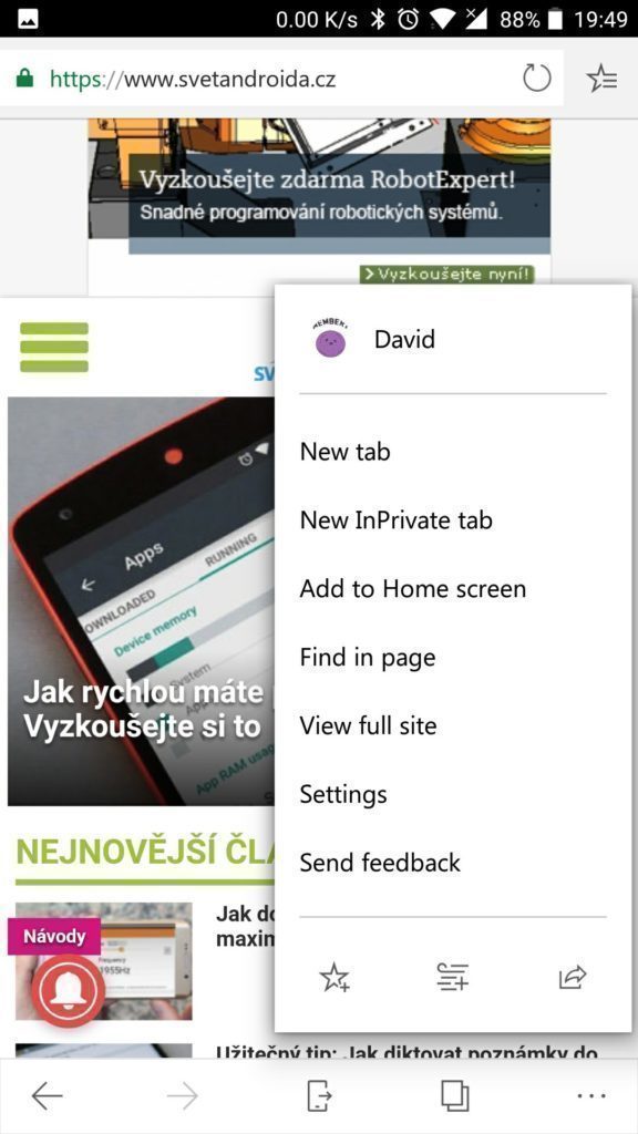 prohlizec microsoft edge android