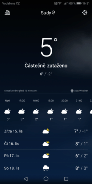 Huawei Mate 10 Pro počasí