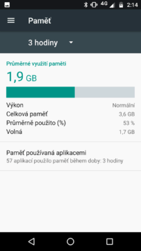 Motorola Moto G5S Plus využití paměti