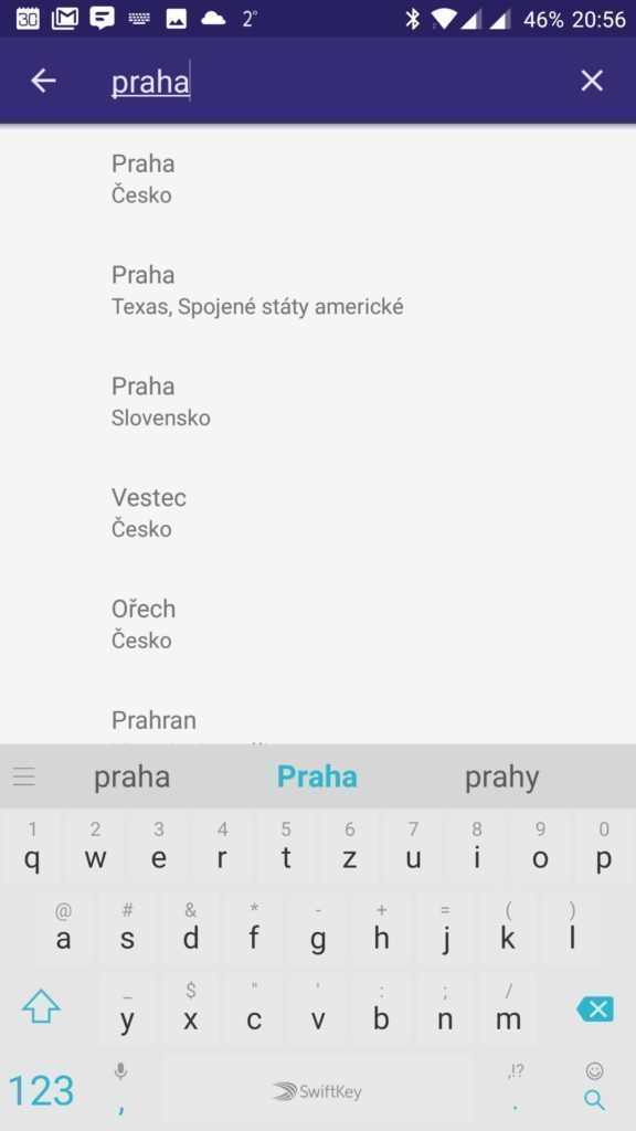 Přidání města