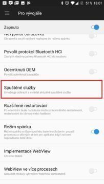 Spuštěné služby