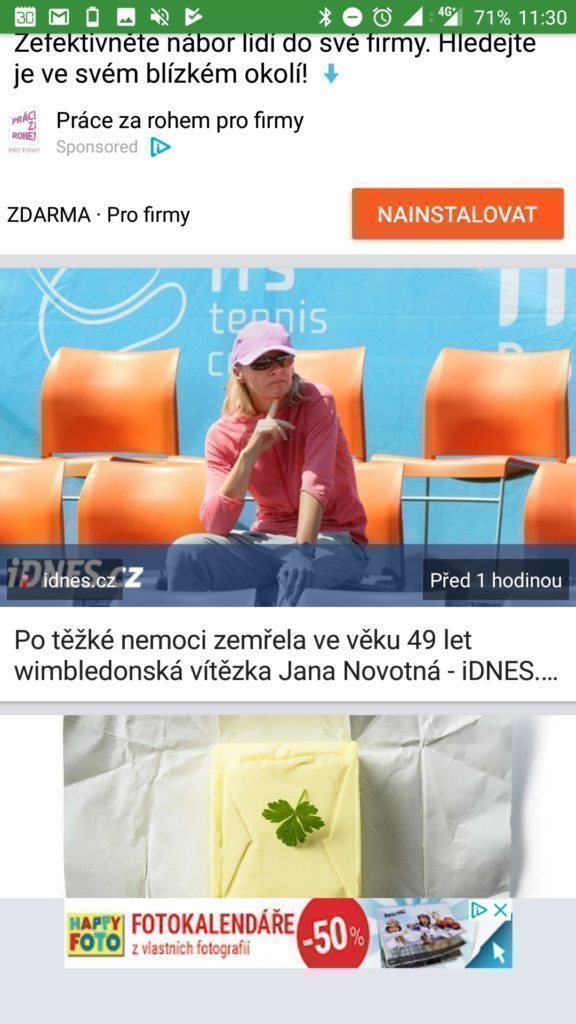 V aplikaci je přítomná reklama