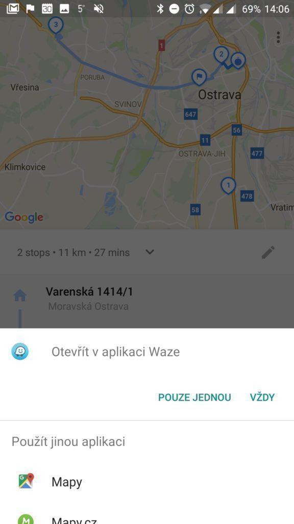 Vyvolání navigace na zastávku