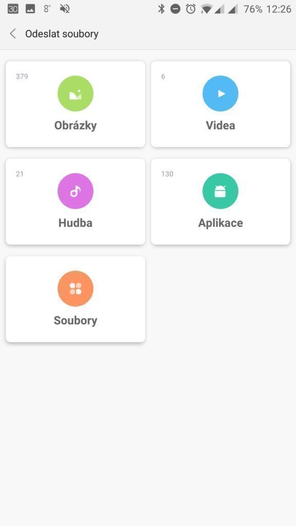 Výběr souborů k odeslání
