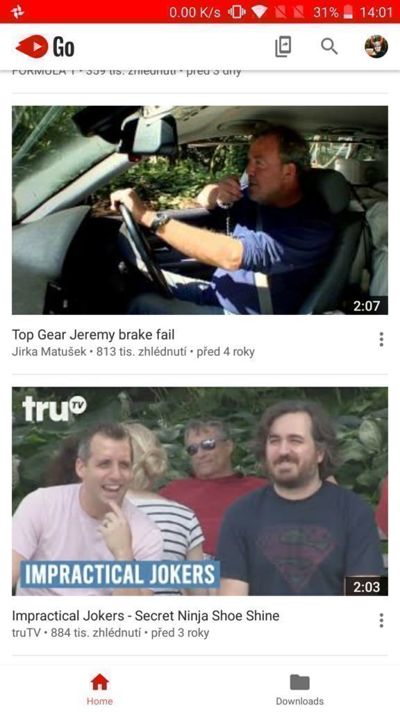 Youtube Go aplikace 1