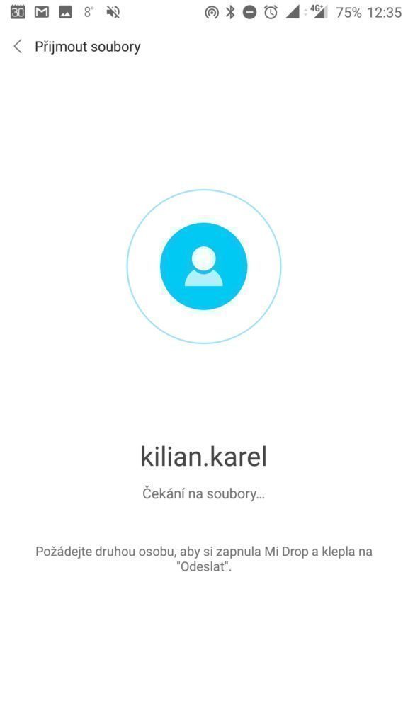 Čekání na příjem souborů