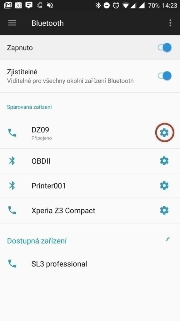 Klepněte na ozubené kolečko